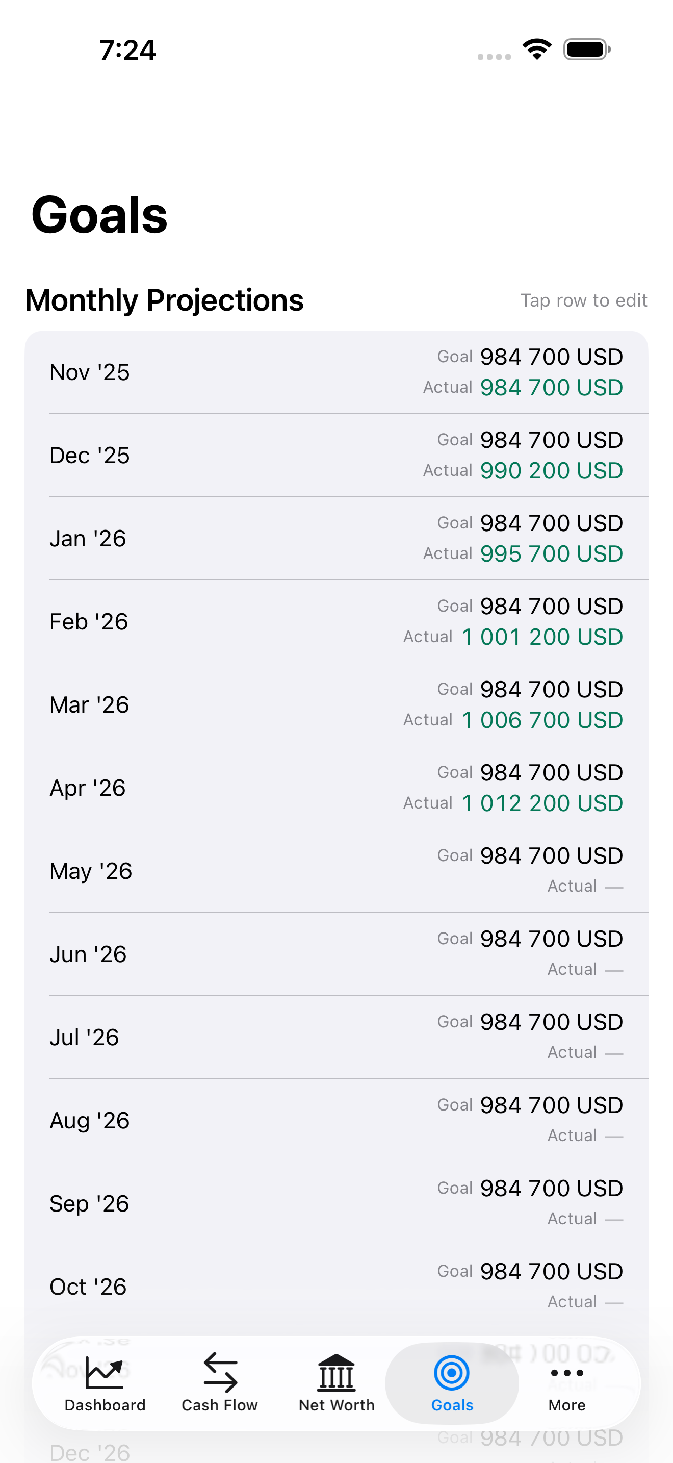 Wortly Goals screen